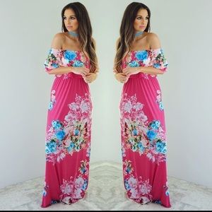 Pink floral maxi dress